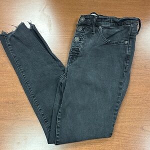 Women’s Madewell Black-Gray High-Rise Button-Fly Skinny Jeans - Distressed Hem